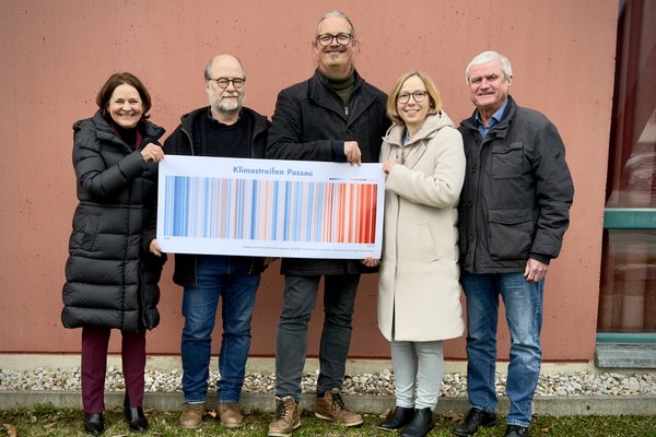 Von links nach rechts: Kreisrätin Jutta Koller, Fraktionsvorsitzender Eike Hallitzky, Klima- und Naturexperte Sascha Müller, Landratskandidatin Claudia Woller und Kreisrat Robert Steinbauer
