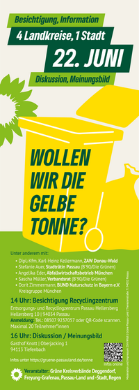 Plakat herunterladen – 22. Juni 2024, Passau: Wollen wir die gelbe Tonne?