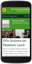 Version auf dem Smartphone: Relaunch der Website Grüne Passau-Land mit TYPO3 Grüne