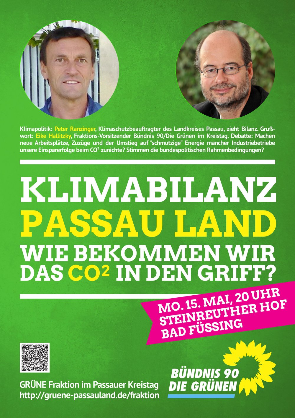 15. Mai 2017, 20 Uhr Bad Füssing: Klimabilanz. Mit Peter Ranzinger, Klimaschutzbeauftragter des Landkreises Passau.