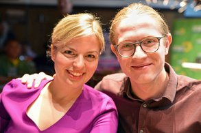 Katharina Schulze und Matthias Weigl, Direktkandidat Passau Ost | Foto: Hermannn Schoyerer