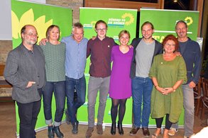 Eike Hallitzky, Diana Niebrügge, Dirk Wildt, Matthias Weigl, Katharina Schulze, Toni Schuberl, Erika Träger und Fredric Sascha Müller | Foto: Hermannn Schoyerer