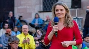 Henrike Hahn, Spitzenkandidatin der Bayerischen Grünen für das Europa-Parlament, im Wahlkampf