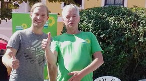 Die grünen Direktkandidaten: Toni Schuberl (Landtag), Dirk Wildt (Bezirkstag)