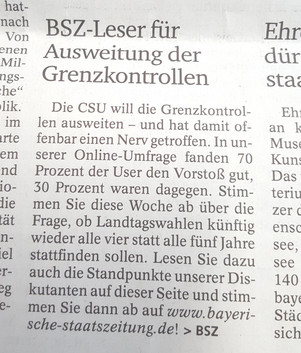 Verstoß gegen den Pressekodex: Am 29. März 2018 veröffentlichte die Bayerische Staatszeitung ein willkürlich zustande gekommenes Ergebnis, bei dem der Eindruck entstehen konnte, Basis sei eine repräsentative Umfrage.  