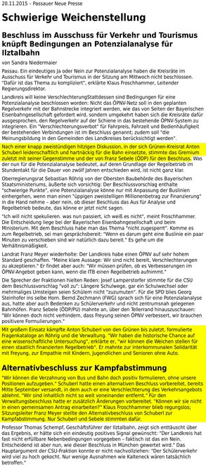 Ilztalbahn Grüne Passau Land